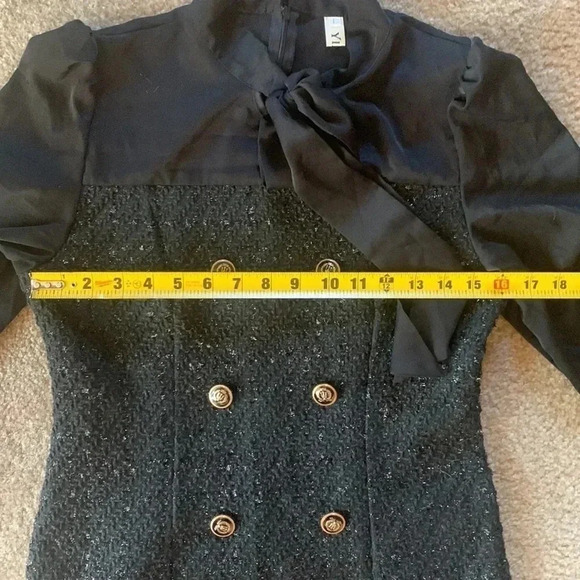 Elegant Tweet Slim A-LINE V-Neck Solid Black Dress Size Small/Medium - Picture 7 of 7